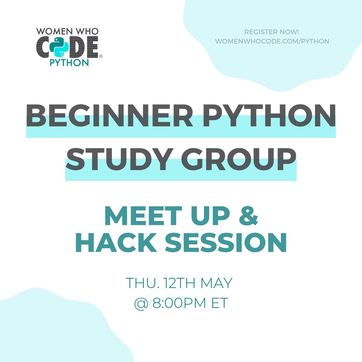womensoftwarepy's tweet photo. Beginner #Python Study Group is BACK!!! Join us on Thurs., May 12th at 8PM ET for an interactive meet up and hack session!

Register https://t.co/esChBIE8u5

#womenwhocode #wwcode #womenintech #beginnerpython #learnpython #python101 #pythoncoding #pythoncode #pythonprogramming https://t.co/QoGAFUPxXA