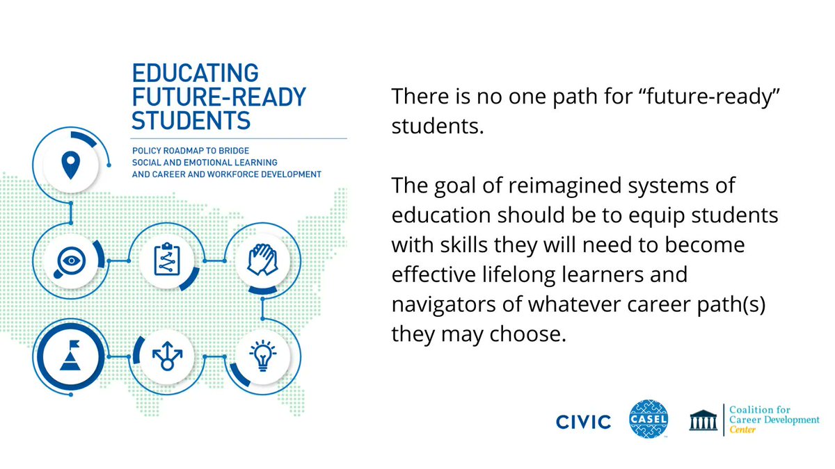 caselorg's tweet photo. #ThinkpieceThursday: We must ensure that students are “future-ready” to navigate careers and lives. Integration of social & emotional learning (#SEL) with career & workforce development (# CWD) is key. Policy roadmap: https://t.co/v9iSFcYtaY @CivicEnterprise @CCD_Center https://t.co/JFXjcCRC1l