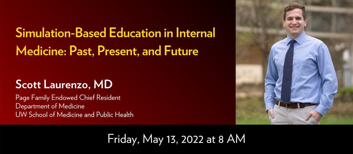 University of Wisconsin Department of Medicine (@uw_medicine) on Twitter photo Join tomorrow's Grand Rounds and hear from <a href="/uw_IMresidency/">UW IM Residency</a> chief, Dr. <a href="/ScLaurenzo/">Scott Laurenzo</a>, with "Simulation-based Education in Internal Medicine: Past, Present, and Future."
Watch: medicine.wisc.edu/department-med… Join tomorrow's Grand Rounds and hear from <a href="/uw_IMresidency/">UW IM Residency</a> chief, Dr. <a href="/ScLaurenzo/">Scott Laurenzo</a>, with "Simulation-based Education in Internal Medicine: Past, Present, and Future."
Watch: medicine.wisc.edu/department-med…