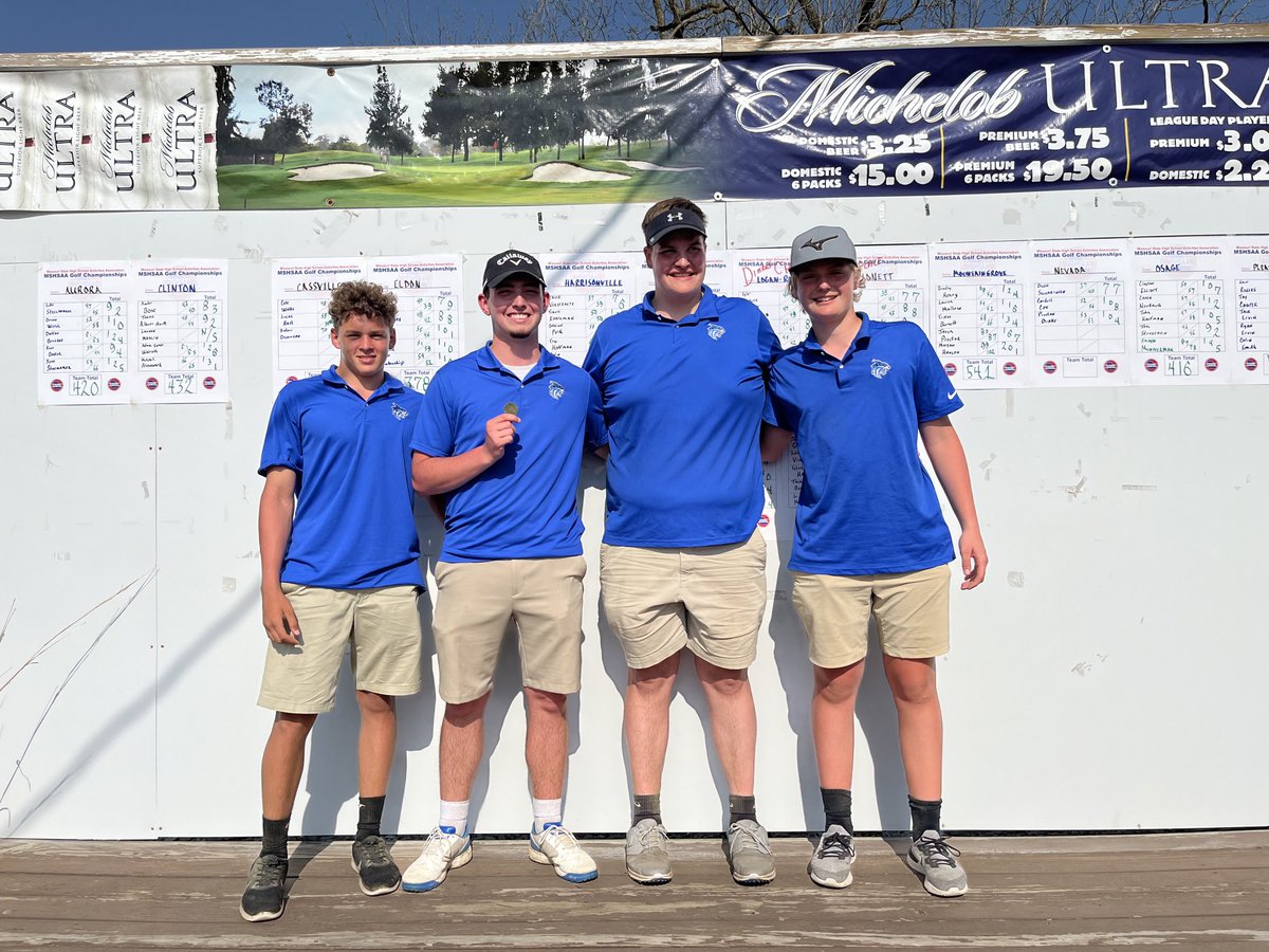 HHSCatsGolf's tweet photo. Proud to announce these 4 gentlemen made Academic All-Conference this season! Must be a varsity player, with a 3.5 GPA or higher. Congratulations from L to R Darion Polk, Caleb Verstraete, Trey Hoffman, and Travis Eddleman. Thanks for representing HHS in such a positive manner! https://t.co/cqSnbTESFt