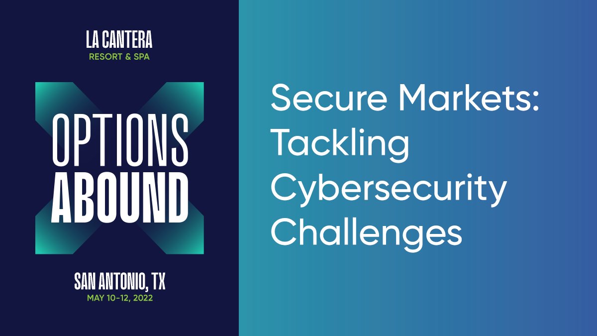 OptionsConf's tweet photo. Ensuring secure markets is key. Moderator @OptionsClearing, CEO, John P. Davidson and panelists Erik Dries, Andrew Derboben, and David Harris are discussing Tackling Cybersecurity Challenges. #OptionsConf2022 @Nasdaq, @Manetu #Day3 https://t.co/3HbrWD9ftk