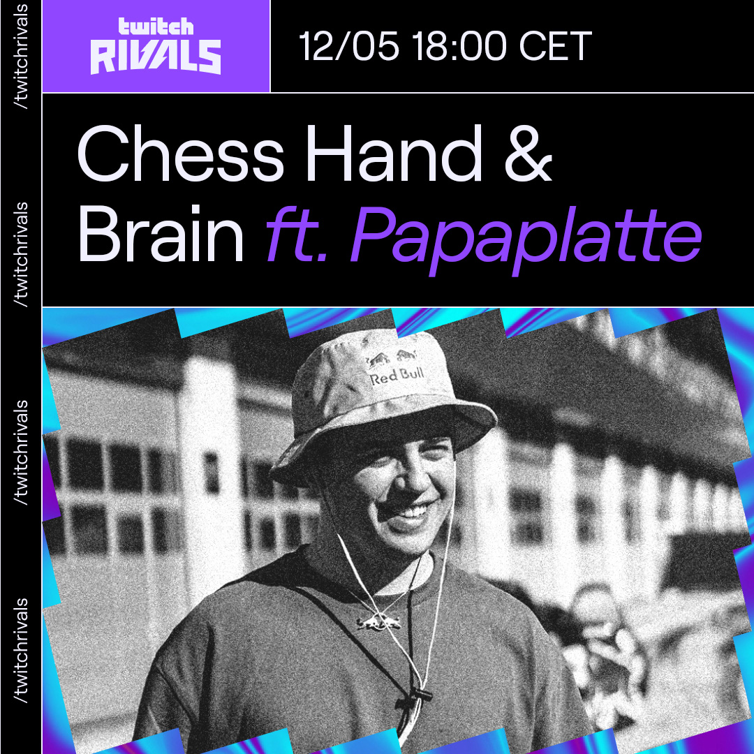 TwitchDE's tweet photo. ♟️Schach x @TwitchRivals♟️

Seid heute dabei, wenn @papaplatte und 15 andere Streamer*innen sich im 2v2 die Köpfe zerdenken 🧠🧠

Es wird wild...gespielt wird um 15.000$ 👀 
Wir sehen uns um 18 Uhr: https://t.co/GgBO052a2M https://t.co/EcIErkIFlW