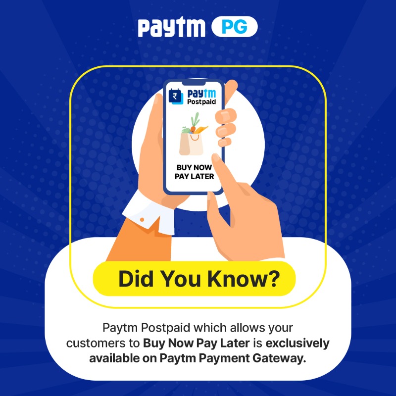 PaytmBusiness's tweet photo. Offer your customers the option to buy now and pay later and allow them to enjoy a hassle free payment experience!
#PaytmPostpaid #PaytmPG