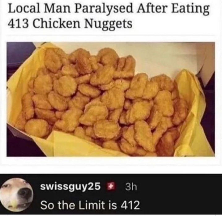 Gldni7007's tweet photo. #WellBackInMyDay a man could eat more than 413 nuggets and not get paralyzed https://t.co/YODpkC6RbT