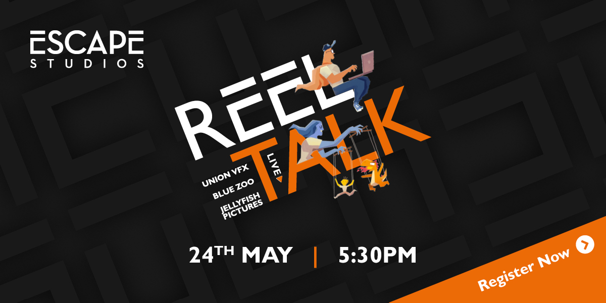Join us for REEL Talk Live to find out how to create a quality showreel and how we can help you achieve your career goals!  

Our guest speakers include professionals from...

🚀 <a href="/unionvfx/">Union Visual Effects</a> 

🦁 <a href="/blue_zoo/">Blue Zoo Animation Studio</a>   

🐙 @JellyfishPics 

Sign up 👉 bit.ly/3w5eMfk

#EscapeStudios