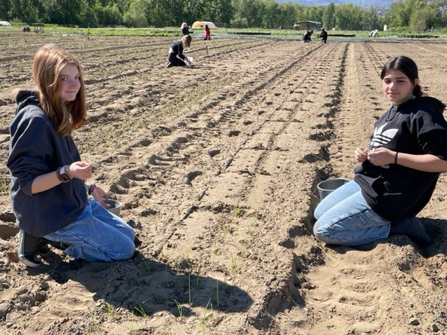 Our learners in their “Farming and Feeding” Enrichment class in partnership with #HelensAcres, learning to grow food, learning about sustainability, and #contributing - all produce grown is donated to the Kelowna Community Food Bank!
