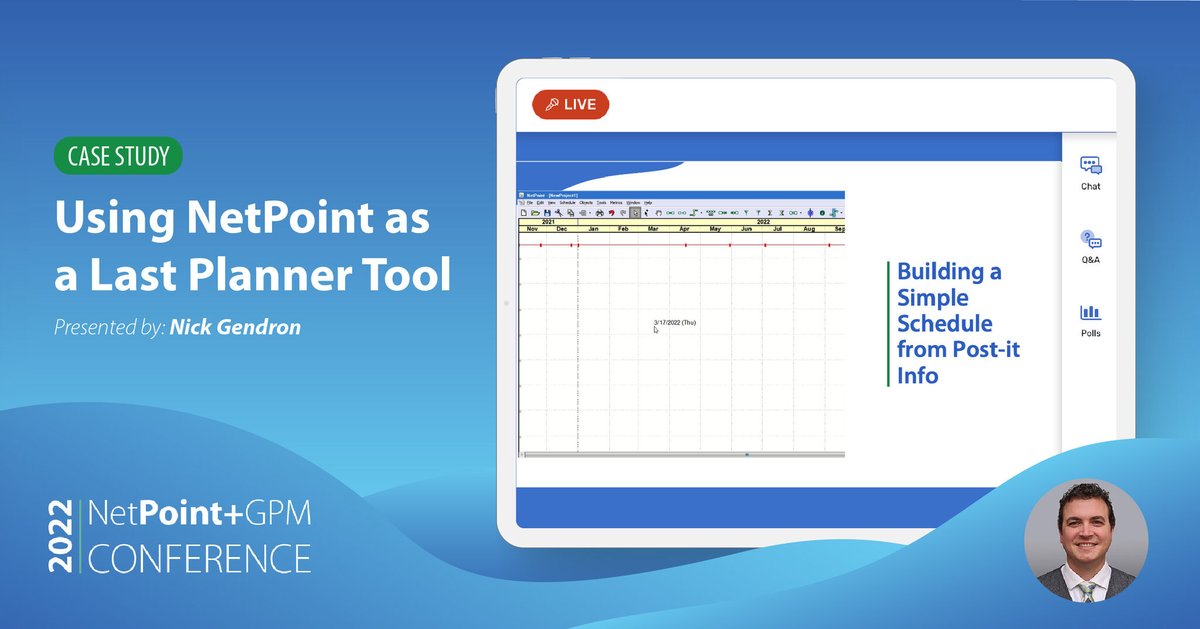 NetPointPlan's tweet photo. PMA’s Nick Gendron presents how #NetPoint was used to manage construction on a technology campus using Last Planner™️ and Pull Planning for short interval scheduling. #leanconstruction #lastplanner #pullplanning https://t.co/OtLDUgbs9J