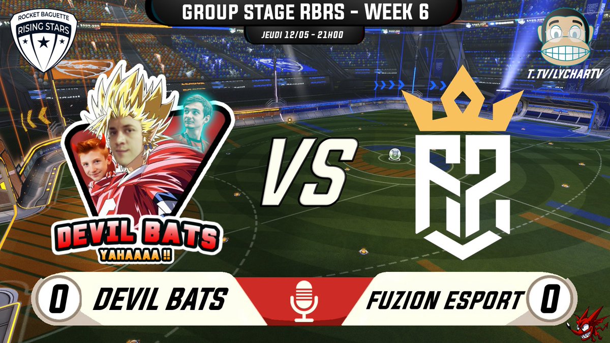 Nouveau match #RBRS !

Ce soir à 21h, nos démons vont affronter l'équipe de @FrenchFuzion ! Vous pourrez suivre le match sur la chaine Twitch de @LycharTV, notre caster partenaire !

BUTSUBUSUUUUU ! #YAHAAAA 😈