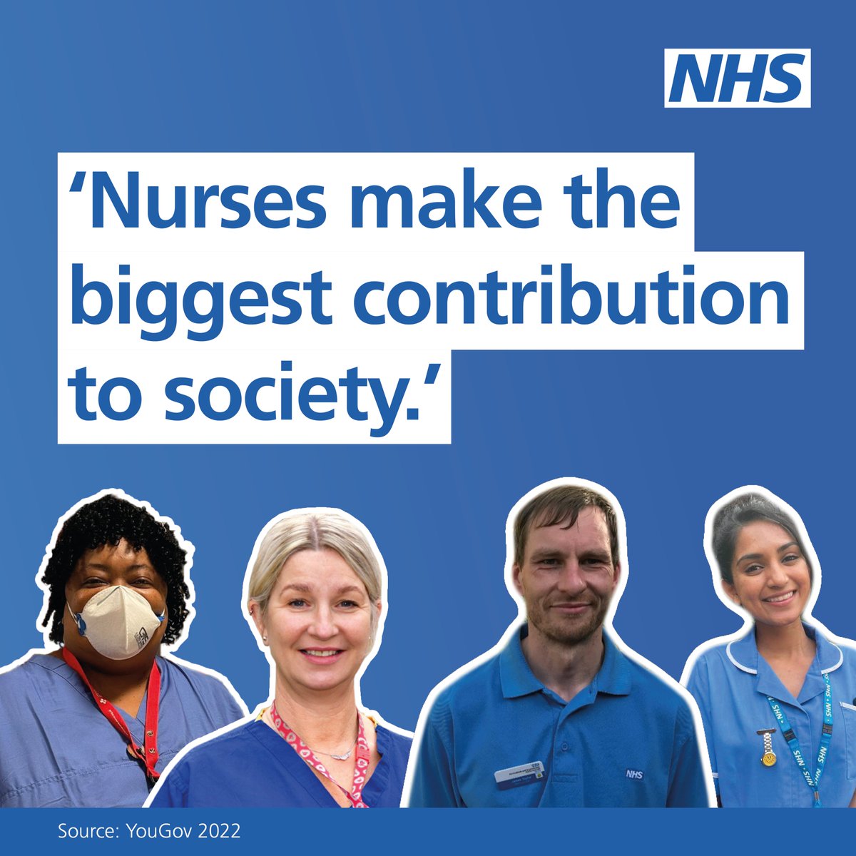 NHSEngland's tweet photo. We couldn't be prouder! 💙

Nurses are considered to make the biggest contribution to society, according to a recent survey by @YouGov.

Today, we’re shining a light on the incredible contribution of our nurses across the country. #InternationalNursesDay #BestOfNursing https://t.co/lGZmPPu2aK