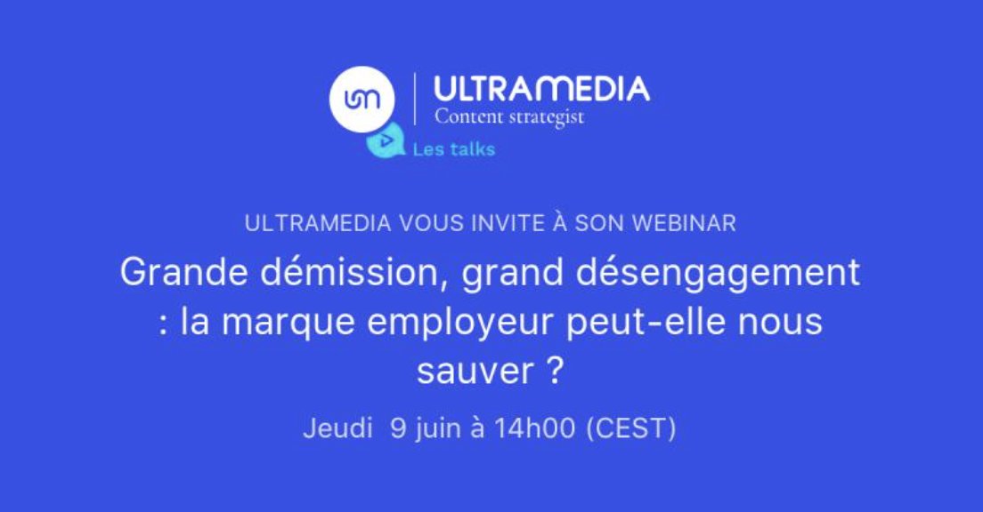 ThomasNardone's tweet photo. 🎙 #webinaire « Grande démission, grand désengagement : la #MarqueEmployeur peut-elle nous sauver ? » Avec la participation de @sdujoncquoy de @wttj_fr et @leroymerlinfr. Inscriptions => https://t.co/P1vgH57m8Z #RH https://t.co/yd9qDYzFwm