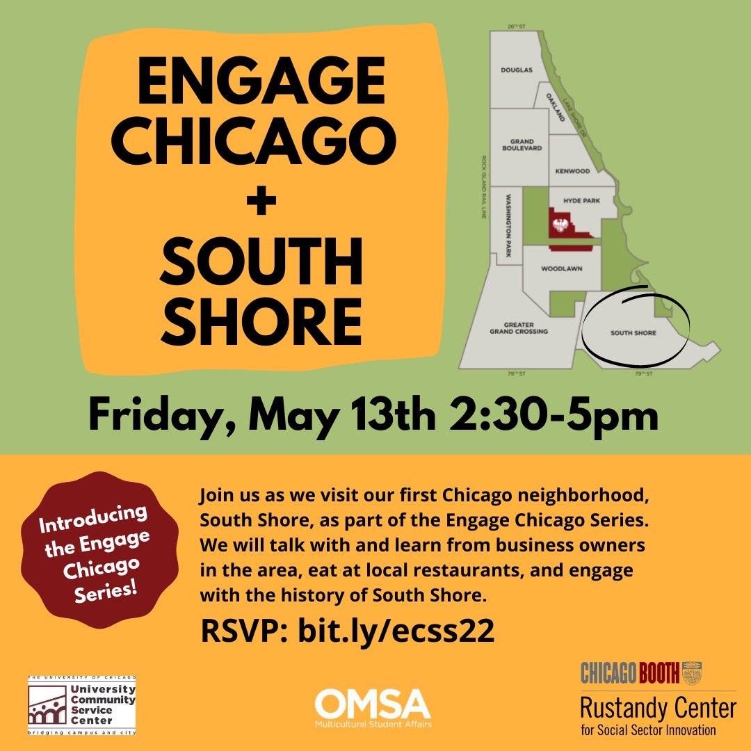 First stop in the Engage Chicago series: South Shore! Join us on Friday for free, delicious food as we learn about the history of South Shore, what makes it special, challenges it is facing, and what local leaders hope for the future of their community. ow.ly/JAIn50J5UnO