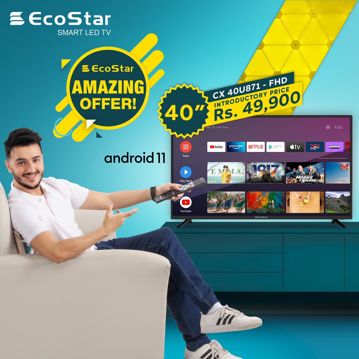 EcoStarOfficial's tweet photo. Have you checked out the amazing 40” Android 11 #EcoStarTV yet? Enjoy all the #FeaturesThatMatter at such an unbelievable price! Shop now at https://t.co/jfm273T0Vk or visit your nearest outlet TODAY! https://t.co/2sqQsMVAYe
