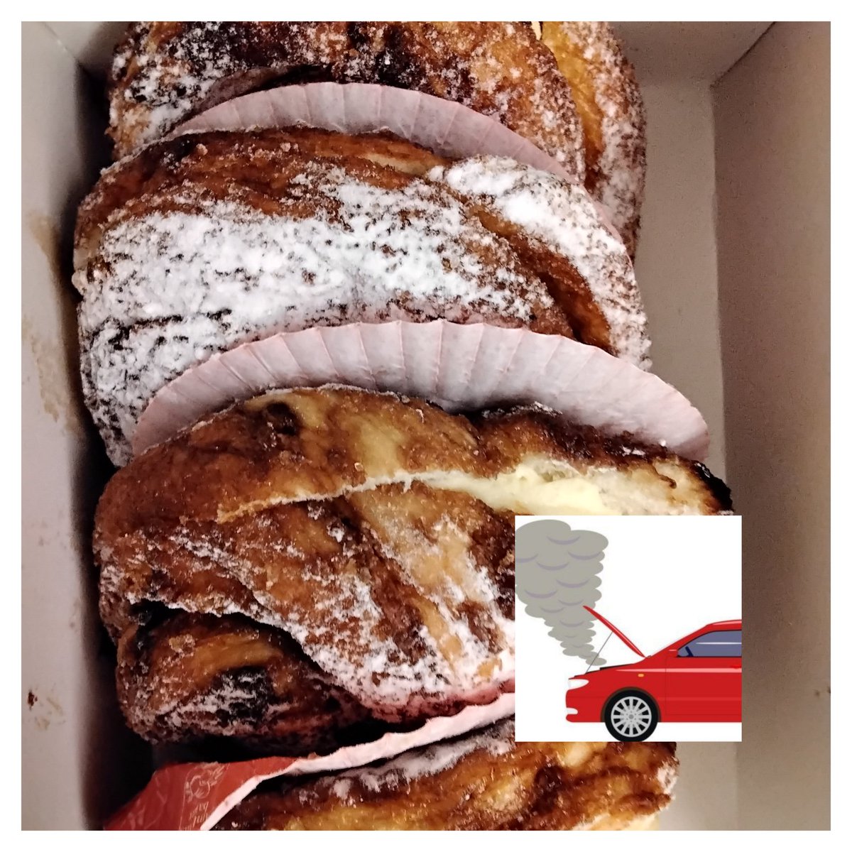 BobBout67's tweet photo. Lekker! De auto van het bezoek had een storing, maar ondanks dat zijn ze geweest en heb ik m'n smulbolus! Het enige wat ik te klagen heb is dat het een bloederige zooi is als ik mijn neus snuit, maar ja, dat zal wel bij het sterven aan de longkanker horen https://t.co/GF9qsC562B