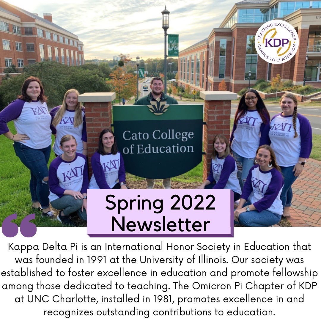 UNCCKDP's tweet photo. See what UNC Charlotte’s KDP has been up to this semester! Use the link in our bio to access our Spring 2022 Newsletter! https://t.co/eH03vQ7ICf https://t.co/mquCrHkDf3