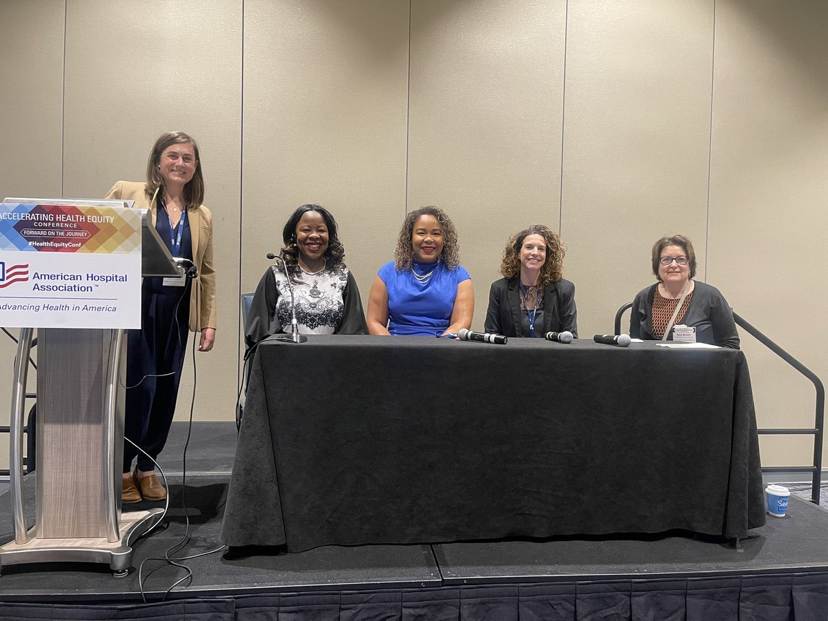 DrNwando's tweet photo. Representing @Humana at the @ahahospitals @IFD_AHA #healthequityconf with @AutumnPlans, @CourtneyRLyles, @AmySheon. Excited to share what we are doing to achieve #digitalequity! https://t.co/QfTWAwhxHB