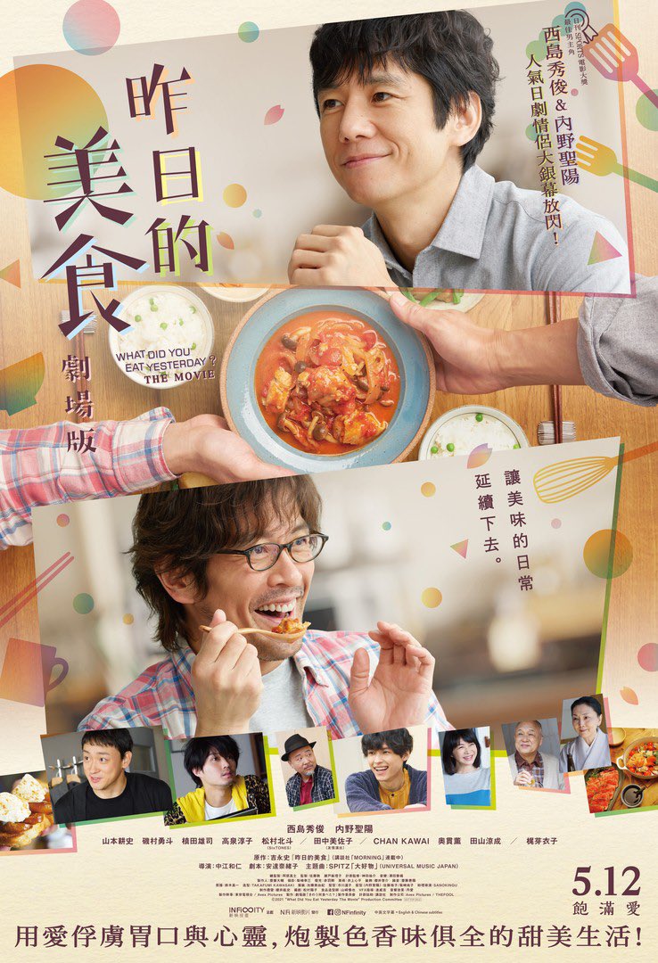 Ka Wai Nam 昨日的美食劇場版 きのう何食べた 21 導演 中江和仁演員 西島秀俊 內野聖陽 山本耕史 磯村勇斗 松村北斗 田中美佐子小題小做 平淡無味 西島秀俊平穩 內野聖陽有些表情不錯但整體略嫌造作 12 5 22 17 10pm Gh Megabox