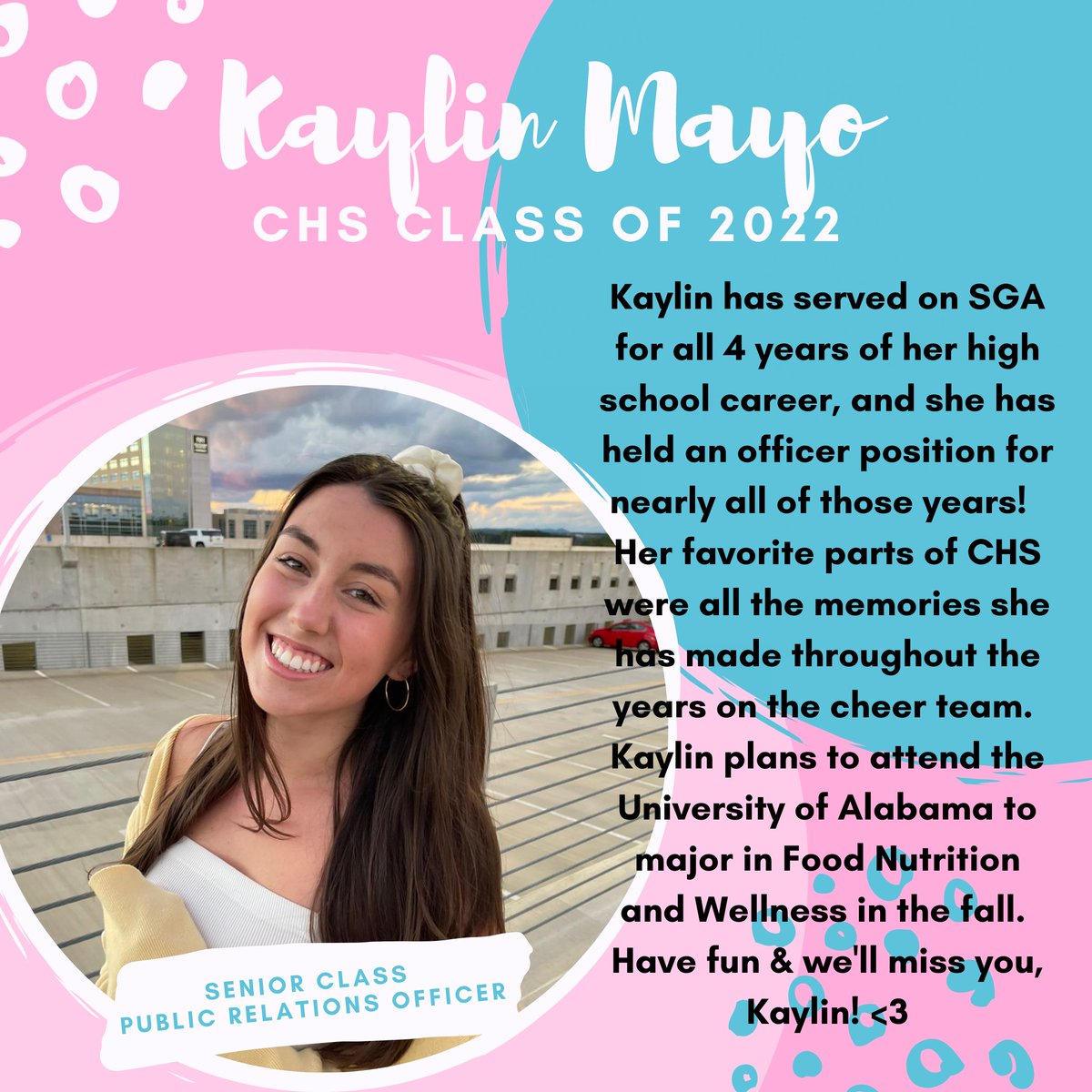 CherokeeSGA's tweet photo. WE LOVE OUR SENIORS!! <3 Congrats Kaylin and good luck next year! @CHS_Warriors https://t.co/os94aZHgZe