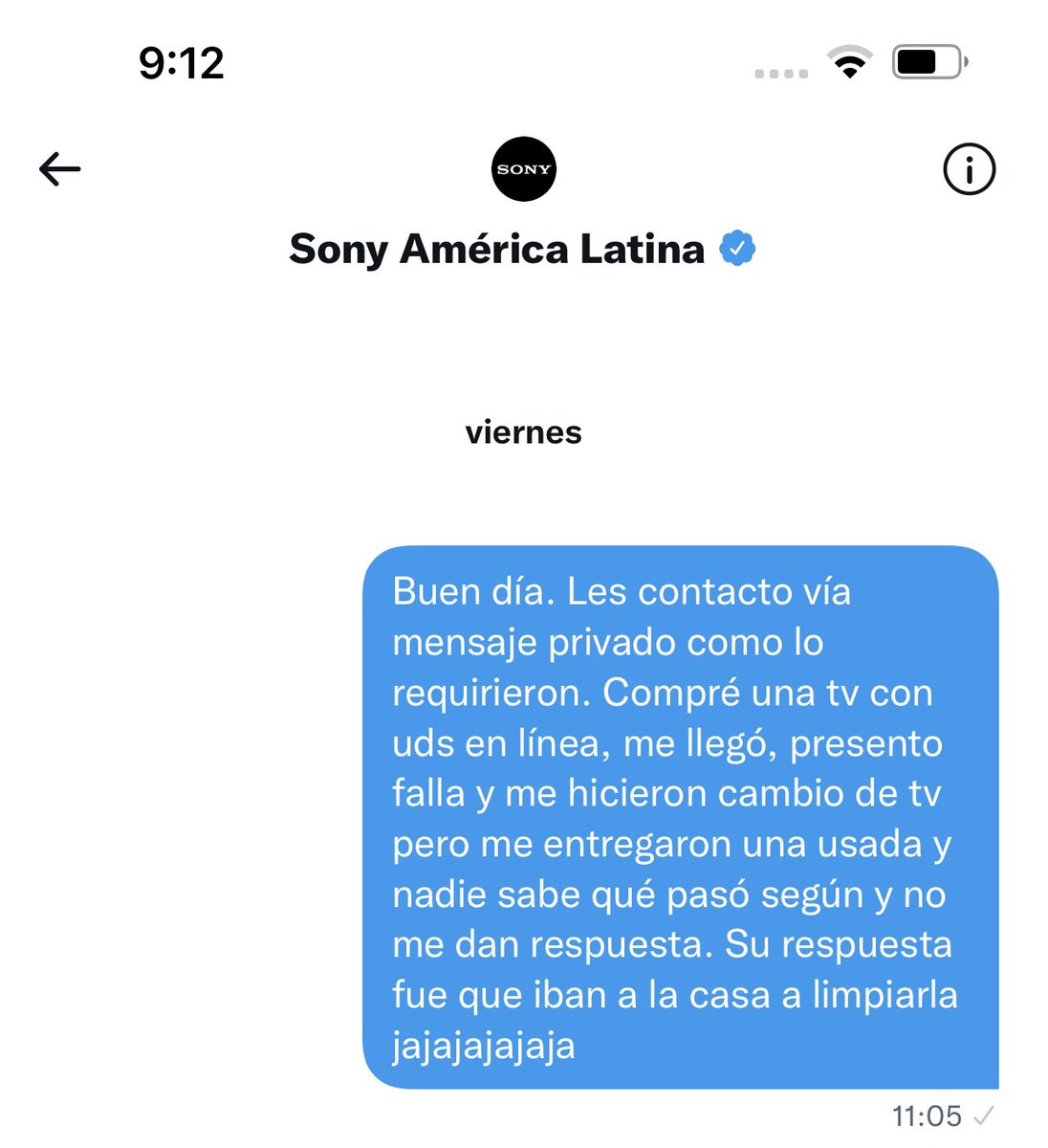 _antoniobarajas's tweet photo. @sonylatin Siguen igual. Tu servicio pésimo @sonylatin pides que te escriba en privado y no tienes la intención ni educación de contestar. ¿Hay alguien que se dirija con seriedad en la empresa? https://t.co/YLlTZK8ERo