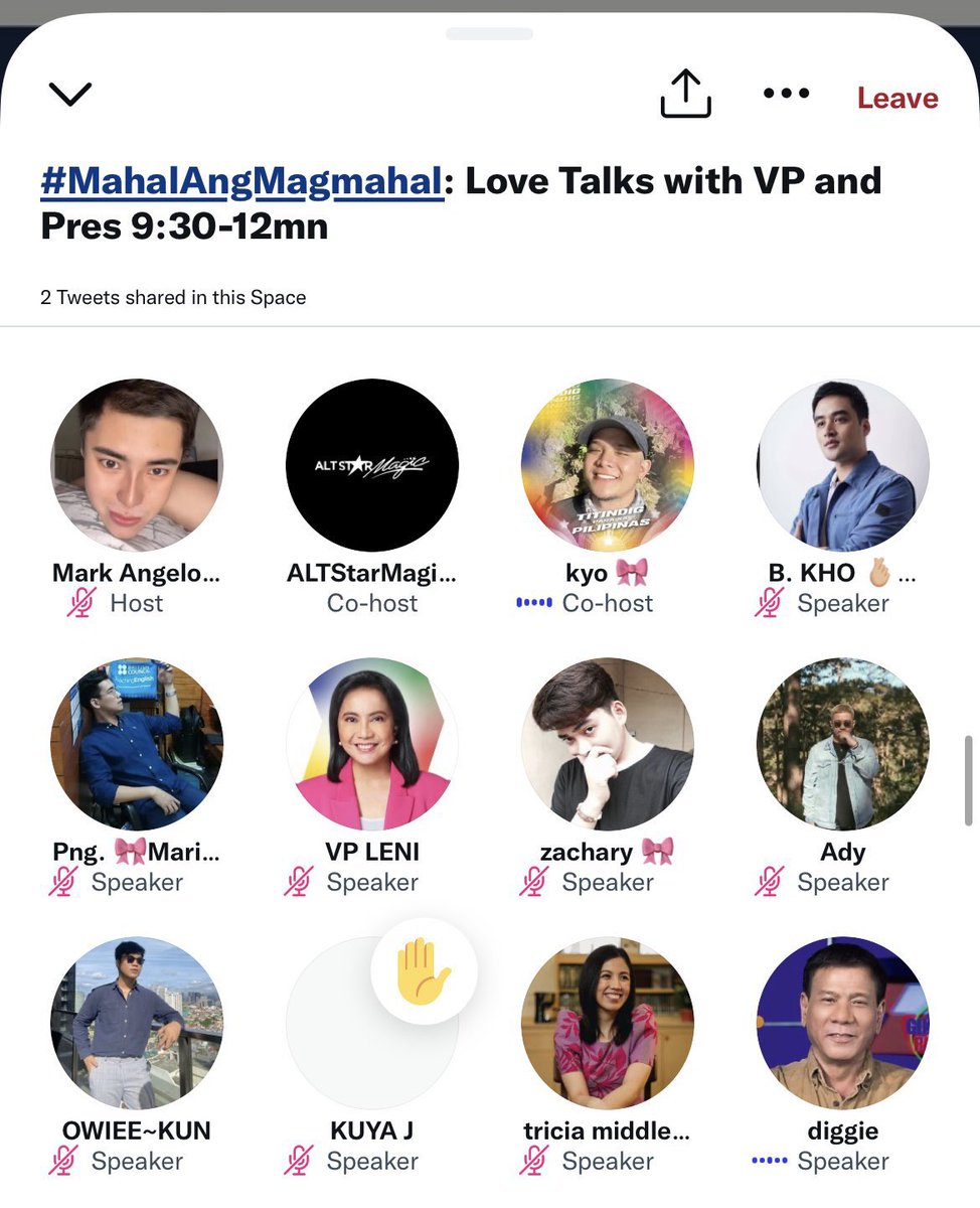 manilabulletin's tweet photo. LOOK: To help people cope up with post-election stress, a group of Twitter users hosted a space on Twitter where several gov’t officials are being impersonated. #MahalAngMagmahal space now has at least 20k listeners. | @mbseppedrajas https://t.co/aEDpkrezJs