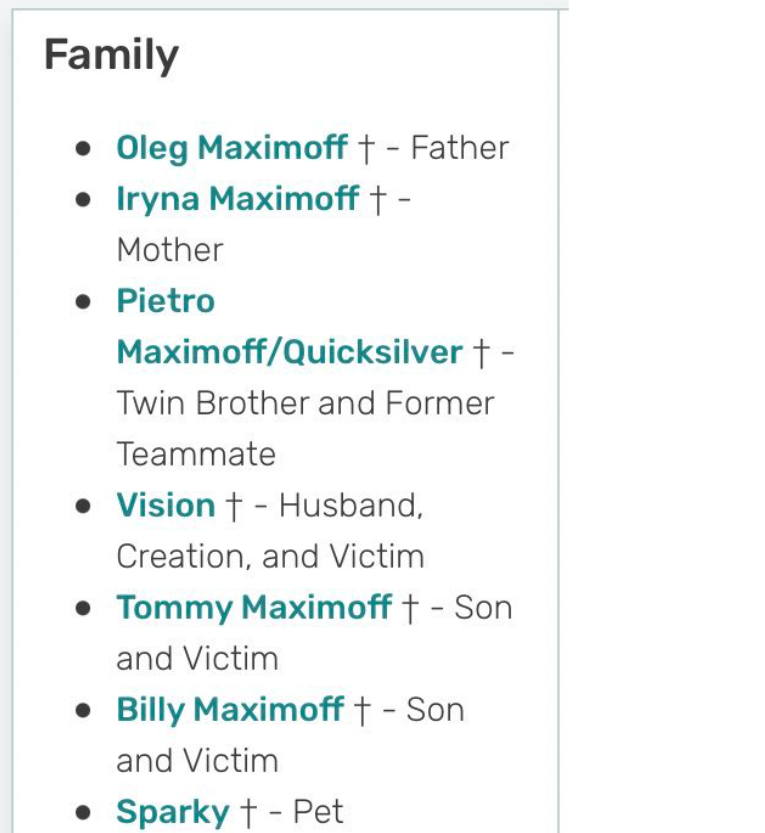 LizzieContent's tweet photo. Once again thinking about Wanda's family section in the MCU fandom wiki. 
#MultiverseOfMadness #CantBlameHer https://t.co/LEGSZGutJe