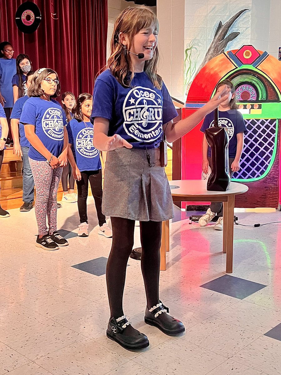 KlausmanMusic's tweet photo. I am the definition of #teachertired but it is all worth it. The @OceeElem Chorus sang and performed their hearts out last night and I couldn’t be more proud. It’s a privilege to be their music teacher. #jukeboxtimemachine @koperniak @FCS_Zone6_Supt @OCEEPrincipal https://t.co/yKq02mAr15
