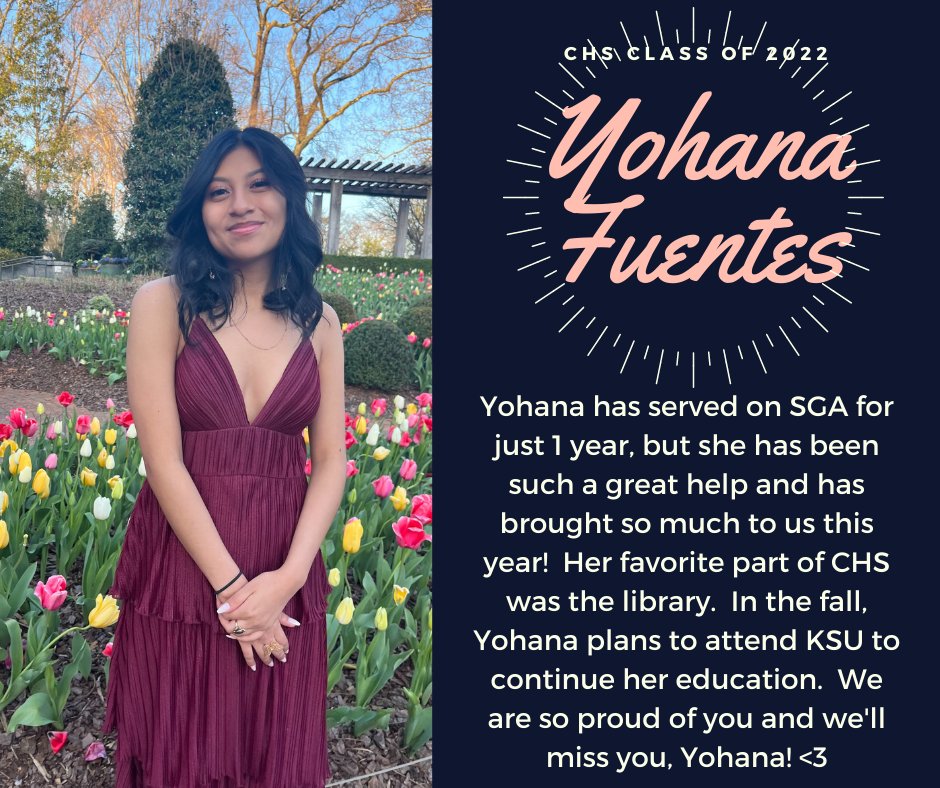 CherokeeSGA's tweet photo. WE LOVE OUR SENIORS!! <3 Congrats Yohana and good luck next year! @CHS_Warriors https://t.co/nIcc75sQqC