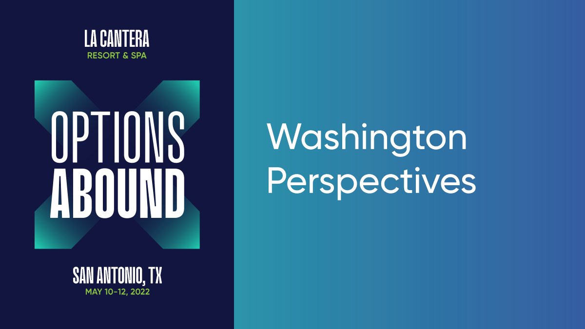 OptionsConf's tweet photo. The Washington Perspectives panel starts in 15 minutes. Industry leaders will be discussing what we can expect from Washington and how this may impact the options industry. #OptionsConf2022 #Day3 @STA_National   @Nasdaq @FINRA @SIFMA https://t.co/nreJCFzDpK