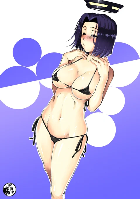 もうこのくらいの色合いだとセンシティブかけないと怒られてしまうのね #艦これ #龍田 #マイクロビキニ 