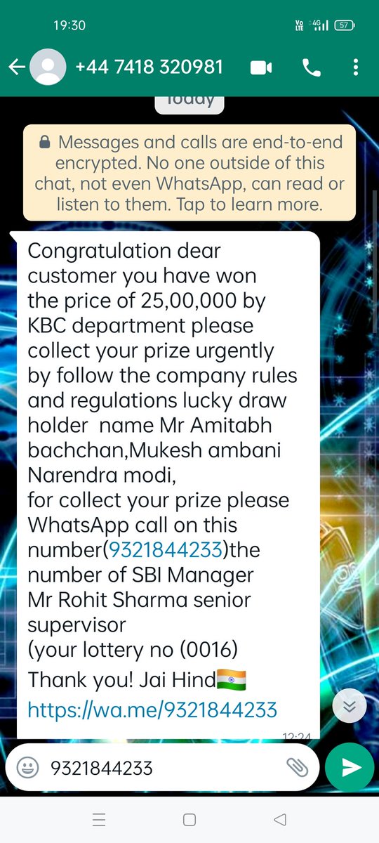 What's happening in this country? Just read the msg which I received by a cyber fraud <a href="/narendramodi/">Narendra Modi</a> <a href="/mukeshambani__/">mukesh dhirubhai ambani</a> <a href="/sr_bachan/">amithab bachan</a> <a href="/TheOfficialSBI/">State Bank of India</a> is it real msg or fake 🤔who will stop such kind of Cybercrime ? <a href="/cyber_c_india/">Cyber Crime India</a> <a href="/CybercrimeCID/">Cybercrime CID ಸೈಬರ್ ಕ್ರೈಮ್ ಸಿಐಡಿ</a> <a href="/_DigitalIndia/">Digital India</a> <a href="/PMOIndia/">PMO India</a> <a href="/HMOIndia/">गृहमंत्री कार्यालय, HMO India</a>