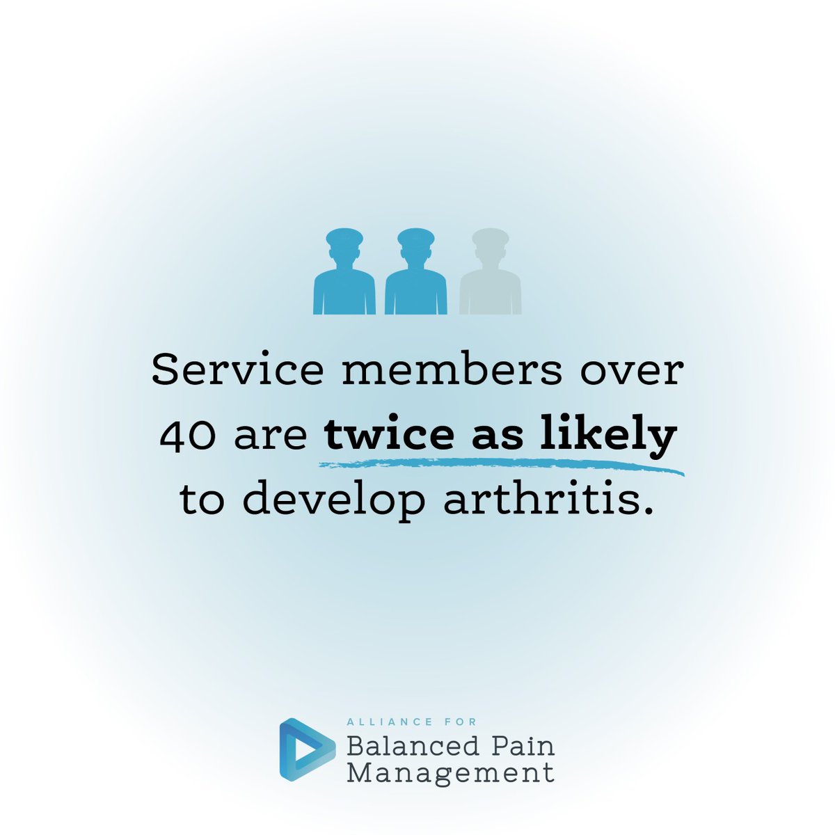 AfBPM's tweet photo. DYK? Service members over 40 are twice as likely to develop arthritis.

Learn more about osteoarthritis treatments for American veterans ▶️ https://t.co/zUiG9WircW https://t.co/41I62mIxxq