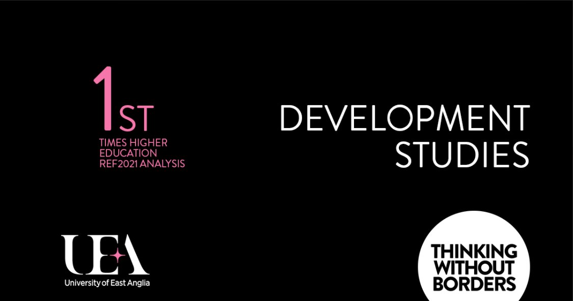 UEAResearch's tweet photo. Huge congratulations to @developmentuea!
UEA has the UK top-rated Development Studies research according to @timeshighered analysis of the Research Excellence Framework 2021
Find out more, here: https://t.co/2WYLAwRhX5
#UEAREF #REFResults #ThinkingWithoutBorders https://t.co/XZzt82yKdH