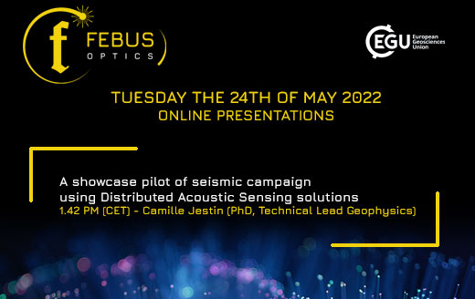 FebusOptics's tweet photo. Do not miss Camille JESTIN during the #EGU2022 Congress for her presentation:
👉👉 A showcase pilot of seismic campaign using Distributed Acoustic Sensing solutions
On the 24th of May - 1.42 PM (CET) 📌
#FEBUSOptics #seismicacquisition #DAS #distributedacousticsensing https://t.co/TLZiiRCtDw