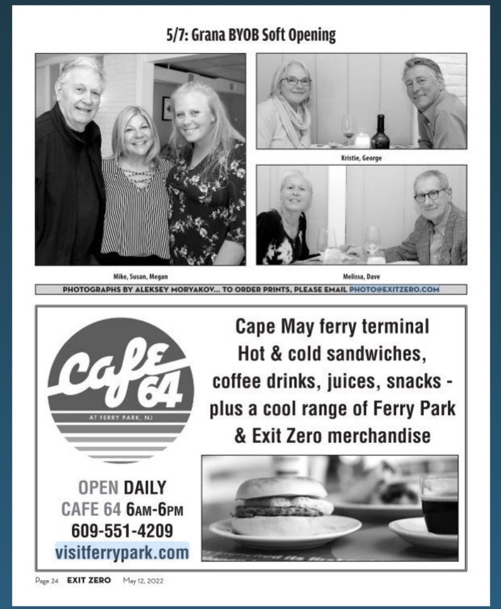 Granabyob's tweet photo. 🌿Thank you to #exitzerocompany for joining us for our “SOFT OPENING” weekend! 

👀Look who made the cover! 

Pick up your copy today! 

🌿🍴

#capemaydining #granabyob #capemay https://t.co/JQO8jhHZQt