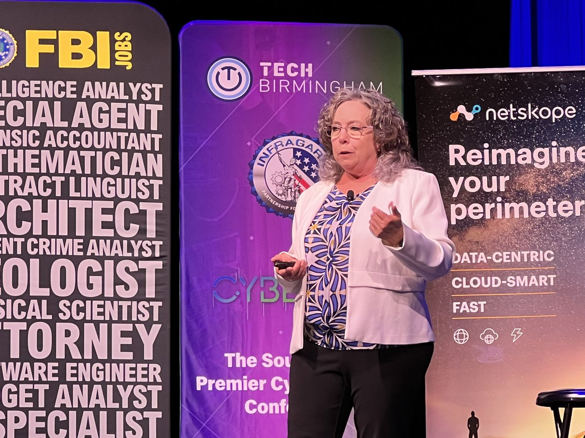 InfraGardBHM's tweet photo. #CyberNow2022 Day Two opening keynote Donna Gregory, FBI IC3 unit chief speaking live now. Great to have Donna in Birmingham for this event and all the support from the FBI.  @FBIBirmingham @InfraGardNatl @techbirmingham https://t.co/YFbmLZjLHk