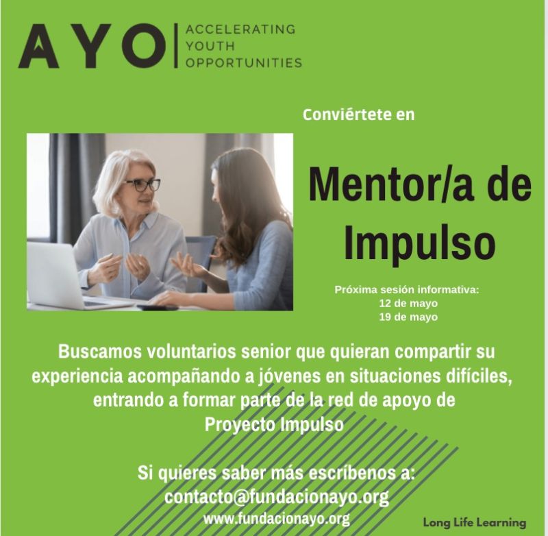 50nieva's tweet photo. La @proyectoayo inicia una campaña en la búsqueda de nuev@s mentores mayores de 50 que quieran acompañar a jóvenes en riesgo de exclusión. Si quieres escuchar emocionantes testimonios de mentores, este es el enlace al #podcast que les dedicamos: https://t.co/XKosLMNQlu https://t.co/vNY3dhRTYh