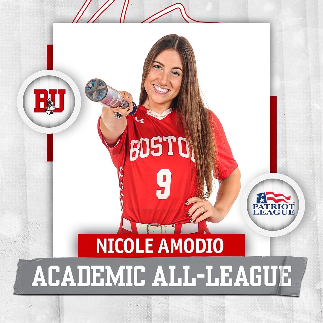 🙌 Nicole Amodio on becoming our 1st @PatriotLeague Scholar-Athlete of the Year and 1st Terrier to be recognized by a conference since 2012‼️ Amodio, Coker & Gant all received their 2nd Academic All-PL Team awards boasting GPAs above 3.80. #wickedsmaht #ProudToBU #BUSB 🐾📚🥎