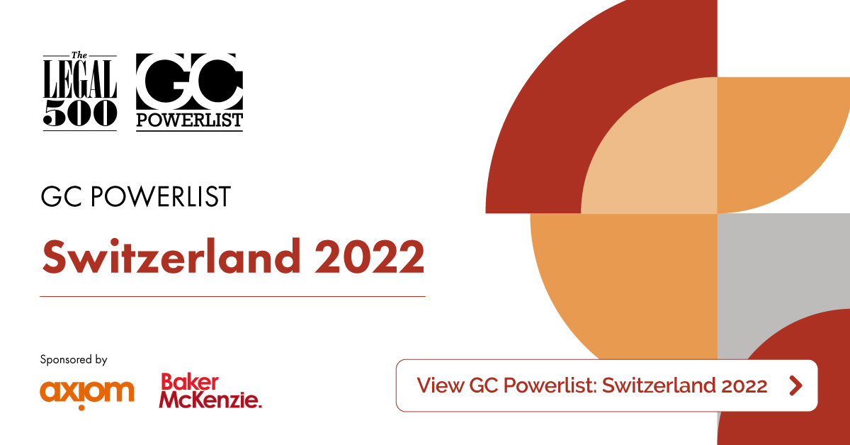 thelegal500's tweet photo. GC Powerlist Switzerland 2022 is now online, highlighting the most influential in-house lawyers in Switzerland: https://t.co/h7A42HyrKQ.
Many thanks to @Axiom_Law and @bakermckenzie for sponsoring this edition
Congratulations to everyone included! #GCPowerlist https://t.co/qkhU0vagZB