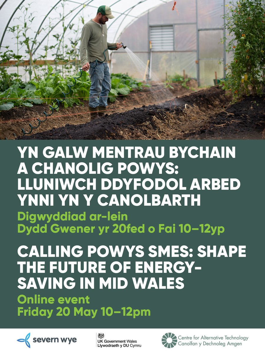 Are you an SME in Mid-Wales? Interested in finding out more about how you can make the most of #energyeffiency measures and technology upgrades? Sign up for our free workshop, where you'll have the chance to shape the way sustainability support is offered eventbrite.co.uk/e/calling-powy…