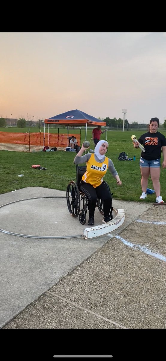 Congratulations to Abeer Sweis on qualifying for four events in the IHSA State Track &amp; Field Wheelchair Division. She won first place in all FOUR events (Shotput, Discus, 100m and 200m) and will compete in Charleston next Saturday. Good luck Abeer and Coach Luttrell!!