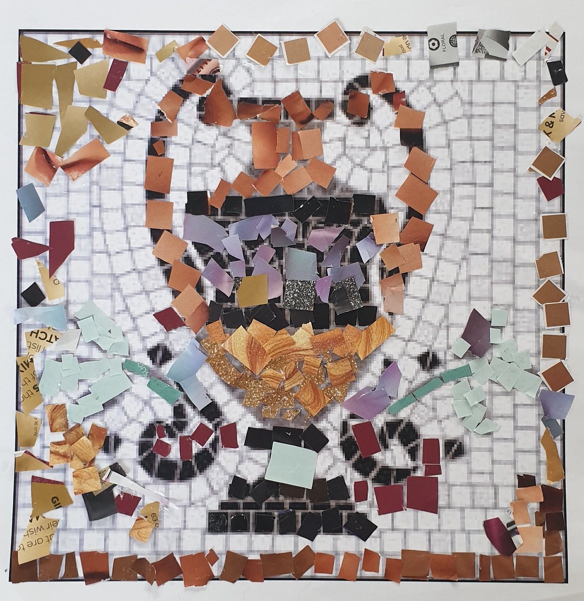 Art lesson today. Roman mosaics. We recycled magazines to make our mosaic tiles. #art  #Romans #History #recycling #teamwork #Year4 #KS2