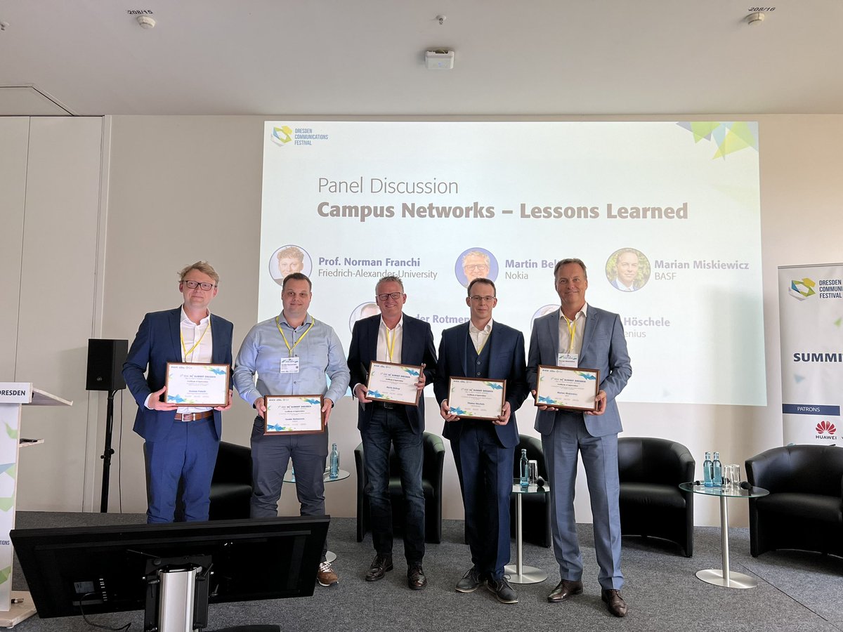 ComNets_TUD's tweet photo. Today our colleague Thomas Höschele (managing director of CampusGenius GmbH) took part in the panel discussion on #campus #networks at the @IEEEorg 5G++ Summit.
#dcf22 @tudresden_de #5G #6G https://t.co/15oUOtSEW5