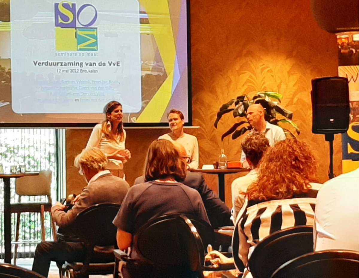 REBOGroepBV's tweet photo. Vandaag tijdens het seminar “Verduurzaming van de VvE”, georganiseerd door Seminars op Maat (SOM), haalt collega Accountmanager Bas Janssen kennis op en draagt hij bij aan de discussie om als VvE beheerder verduurzaming te stimuleren. #VvEbeheer #duurzaamheid #kennis https://t.co/vEm6hTNh5U