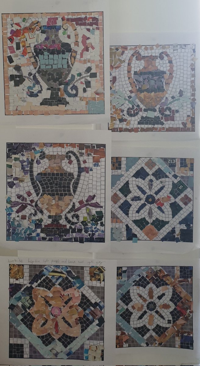 ChilternY4's tweet photo. Art lesson today. Roman mosaics. We recycled magazines to make our mosaic tiles. #art  #Romans #History #recycling #teamwork #Year4 #KS2 https://t.co/AgsQPLIUjG