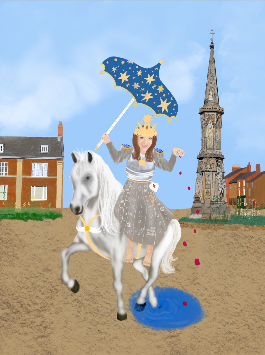 PrimWitchery's tweet photo. Are you following my #tarot deck creation? I’m creating the Mother Goose Tarot, friends and family are providing their likenesses for the cards. This one is The Chariot and the rhyme is “Ride a Cock Horse” https://t.co/9LDNawqv5u