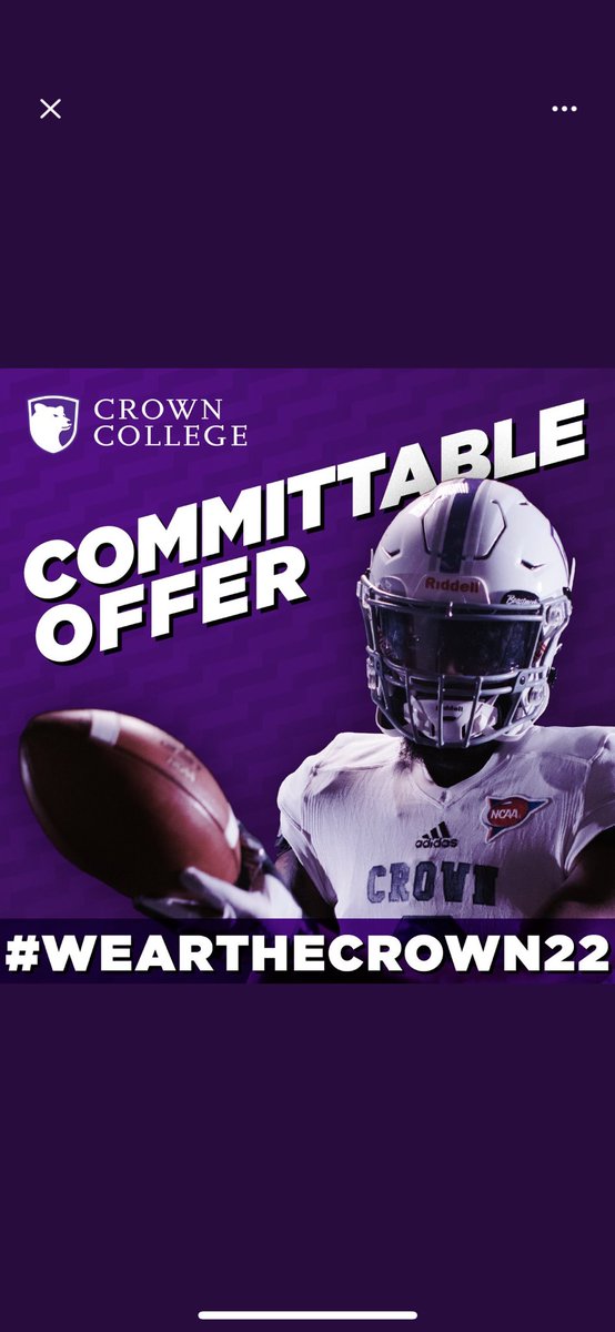 #AGTG For those that know me, this is something special. I am very thankful and blessed to say I have been officially offered by Crown College🟣⚪️