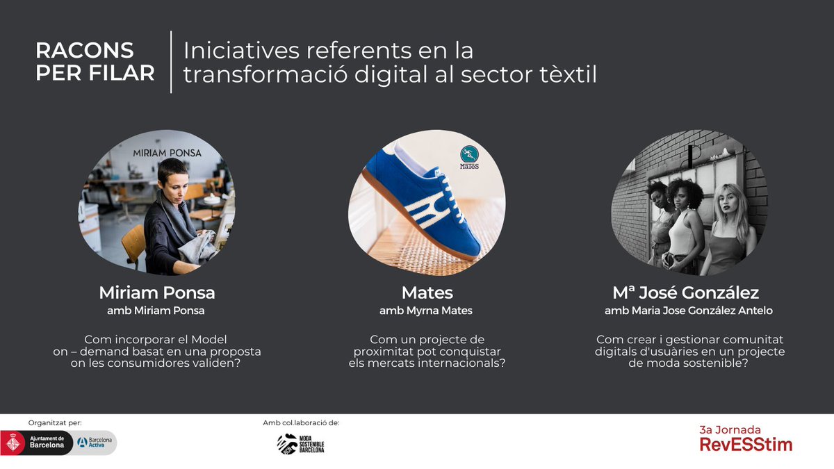 Calidoscoop's tweet photo. 🏅Als racons per filar podràs conèixer casos d'èxit amb models innovadors en l'àmbit digital, de la recuperació i el reciclatge de residu tèxtil
🗓️31/05 #3aJORNADAREVESSTIM
Inscripcions: https://t.co/quy9XPp7no
#modasostenible #modabarcelona #xarxatextil #innoBA #Revesstim https://t.co/XL0xVccvCG