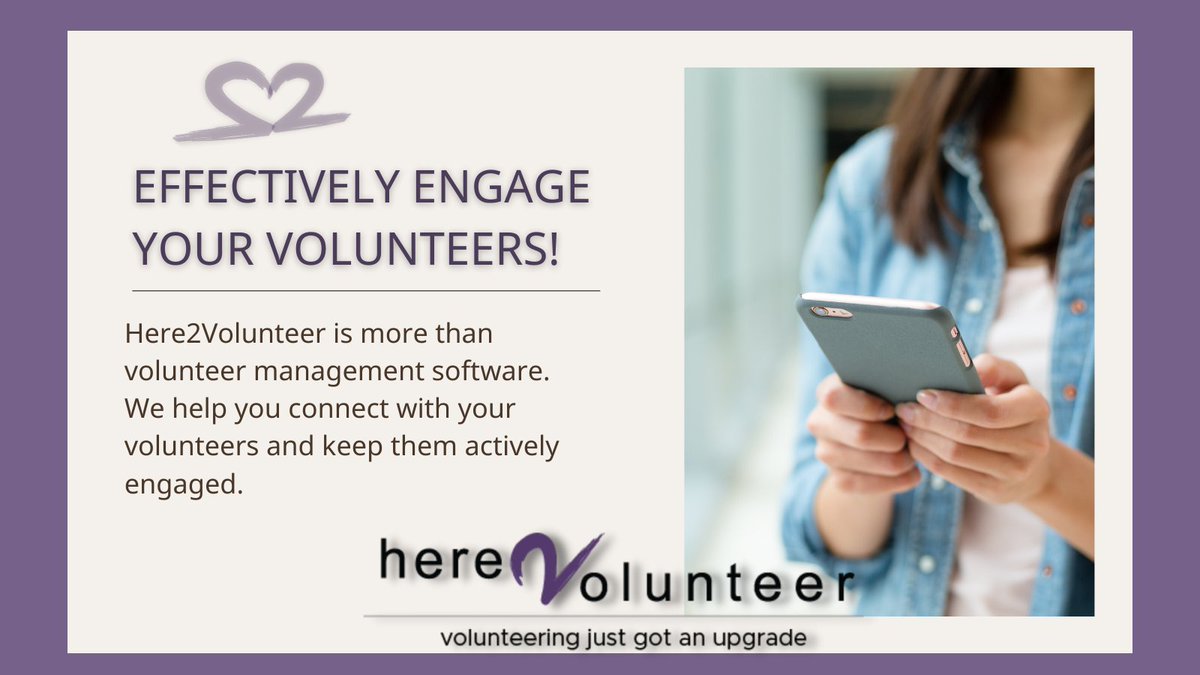 Here2V's tweet photo. Organizations can now connect and engage with their #volunteers in a meaningful way!  #Here2Volunteer management #software is easy to use and flexible to fit organizations of any type or size. https://t.co/3jTq3Sl4mE
#volunteersoftware https://t.co/yct4WiIvi1