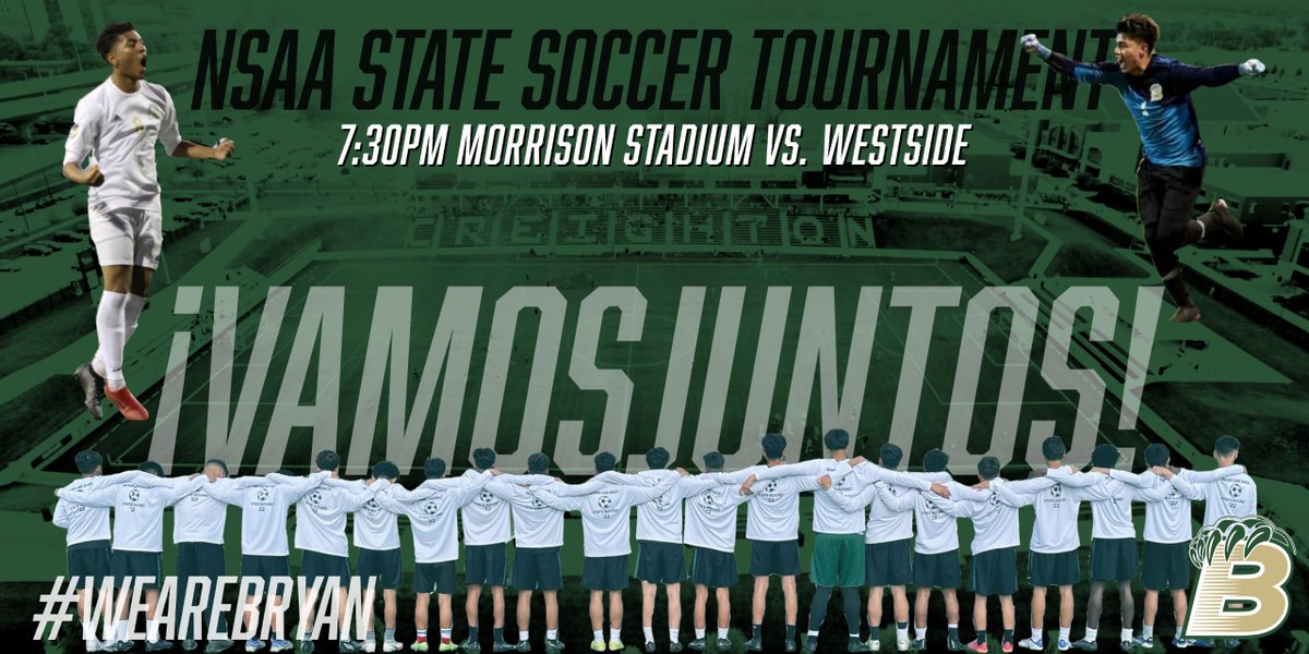 OPS_BryanHigh's tweet photo. ⚽️⚽️⚽️🐻🐻🐻SHARE🐻🐻🐻⚽️⚽️⚽️

TOMORROW NIGHT!  Come to MORRISON STADIUM and see our Bryan Bears take on Westside with a trip to the State Final on the line!  Wear green and black, get loud, and join us!  #VAMOSJUNTOS #TOGETHERWEGO #WeAreBryan https://t.co/2lOwZ1emkC
