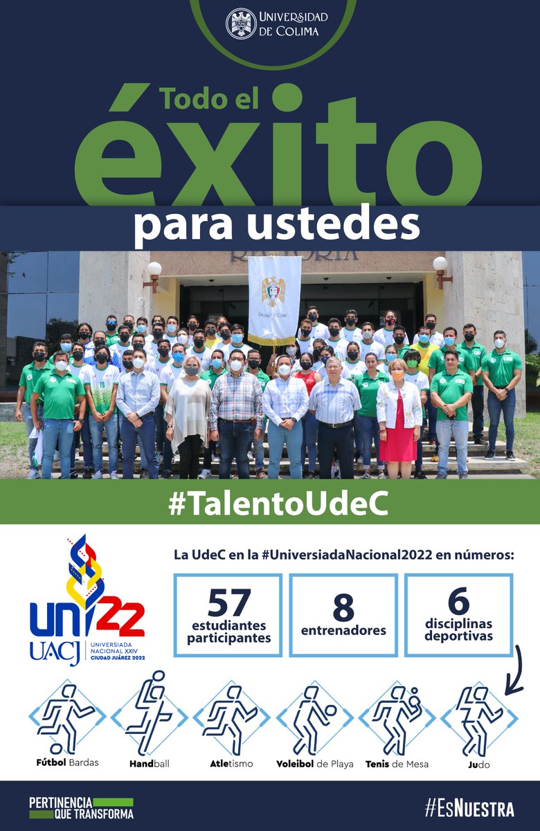 udec_oficial's tweet photo. ¡Es hoy, es hoy! Desde hoy y hasta el 5 de junio se realizará la #Universiada2022, en donde nuestra universidad se hace presente con la participación de 57 atletas y 8 entrenadores en 6 disciplinas:

⚽️🤾‍♂️🏃‍♂️🏐🎾🥋

¡Todo el éxito para ustedes, #TalentoUdeC en el #DeporteUdeC! https://t.co/8PAgW0Y3uh