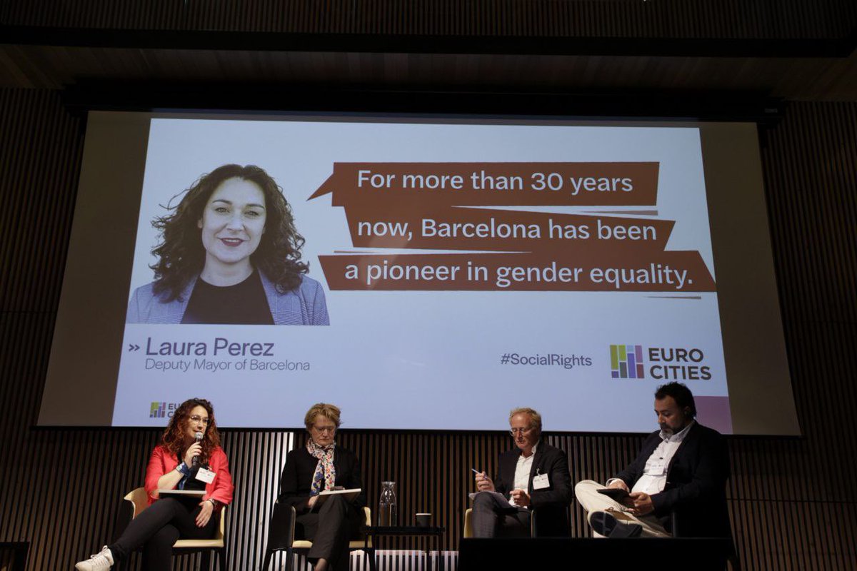 laurapcastano's tweet photo. Barcelona City Council is an international reference in gender equality policies. At @EUROCITIES Social Affaris Forum, we pledge to foster these key policies and share our experience with other cities. #SocialRights #inclusivecities4all https://t.co/EeAwQSRHH9 https://t.co/KcYRzg1S0Q